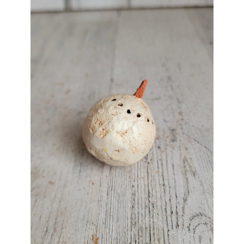 Vintage unique Snowman face candy cane hook ornament Xmas folk art unique